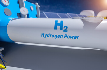 Green Hydrogen renewable energy production pipeline - green hydrogen gas for clean electricity solar and windturbine facility