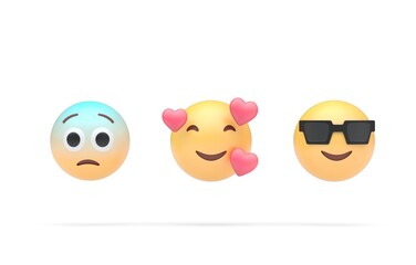 Set 3D Emoji. 3D Illustration
