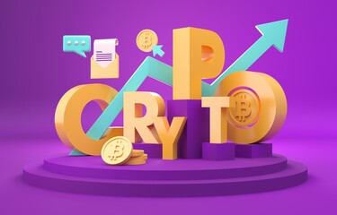 Isolated Crypto Investment. 3D Illustration