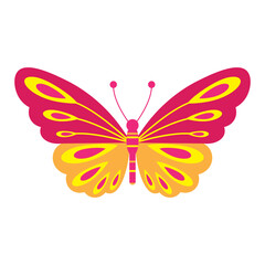 Fototapeta na wymiar Pink and orange butterfly clip art