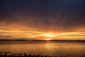 sunset sky over the Saint Mary's River ,Amelia Island Florida.