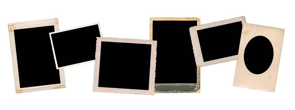 real six blank old pictures, clipping path for the inside, set of aged frame
