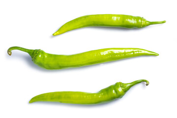 Green chili pepper isolated on a white background