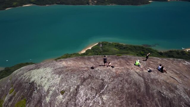 Vista aerea sobre o morro do p&atilde;o de a&ccedil;ucar no saco do mamangua o unico fjord tropical do mundo, Paraty, Rio de Janeiro - Brasil