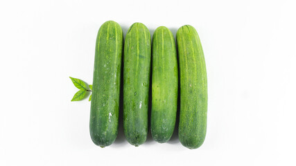 Fresh cucumbers isolated on white background.