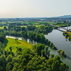 Fototapeta na wymiar Die Mündung der Isar in die Donau bei Deggendorf im Luftbild