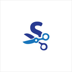 The logo design is combination letter S and scissors