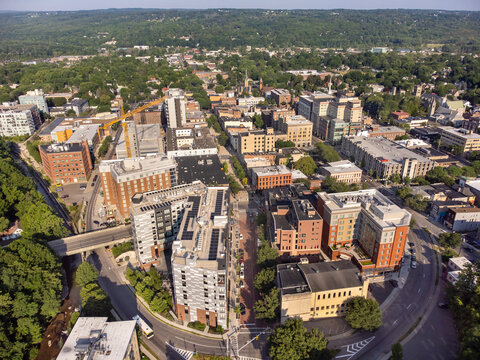 June 26 2022, Early morning aerial summer image of the area surrounding the City of Ithaca, NY, USA
