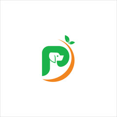 The logo design is combination letter P, dog and orange