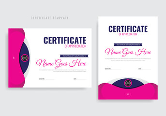 Certificate of appreciation template. Best Student Certificate, Best Employee Of The Year Certificate. Modern Certificate Design For Award, Business, And Education Needs.