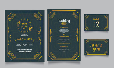 luxury wedding invitation card design set