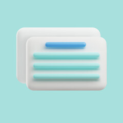 Cute 3D icon sheet or document file. Vector paper article render in a modern style. The concept of online task management for business