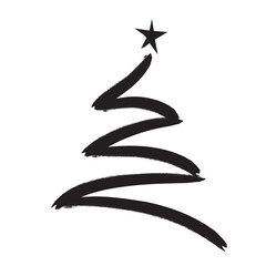 Grunge hand drawn Christmas Tree isolated on white, vector