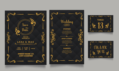 wedding invitation card design set
