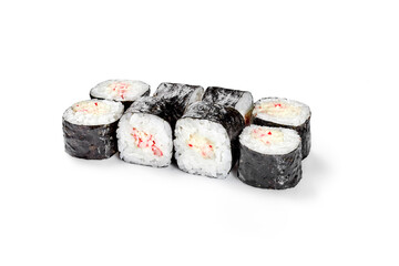 Fototapeta Maki sushi rolls with crab meat wrapped in rice and nori obraz