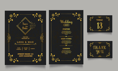 Fototapeta na wymiar luxury wedding invitation card design set
