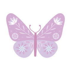 Purple hand drawn butterfly element