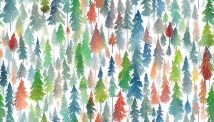 AI-Generated Image of a Watercolor Abstract Winter Trees Pattern