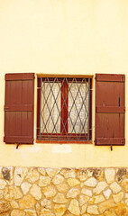 old window in shabby wall for backgrounds
