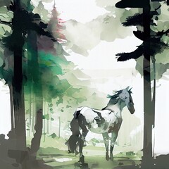 A horse and a tree, Generative AI
