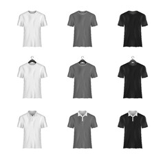 Set of men tshirts. Gray, white and black t-shirts template for print, branding and design