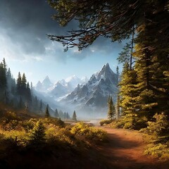 Illustration of a Beautiful Forest Trail