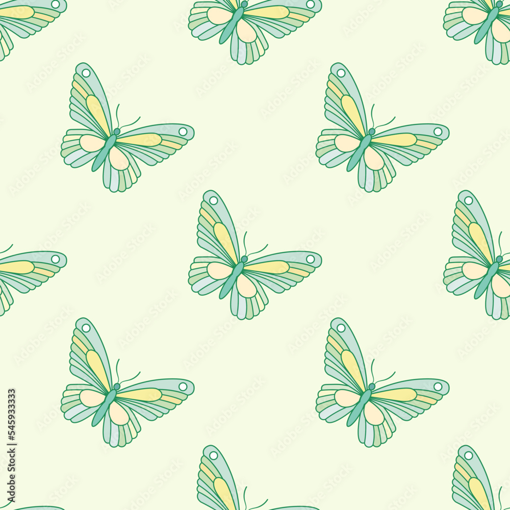 Poster green butterfly vector repeat pattern