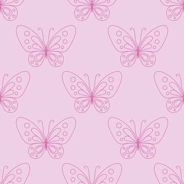 All pink butterfly repeat pattern