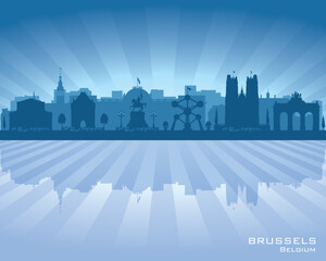 Brussels Belgium city skyline vector silhouette