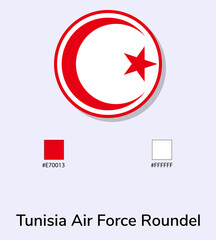 Vector Illustration of Tunisia Air Force Roundel flag isolated on light blue background. Illustration Tunisia Air Force Roundel flag with Color Codes.