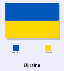 Vector Illustration of Ukraine flag isolated on light blue background. Illustration National Ukraine flag with Color Codes. As close as possible to the original. Vector eps10.