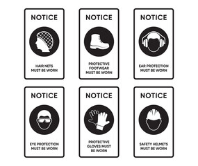 Black vector health and safety sign collection