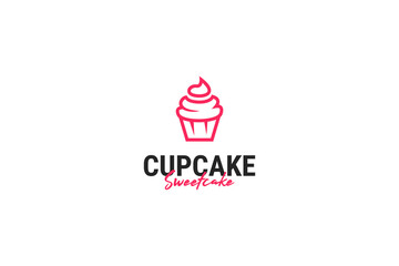 Flat cupcake logo design vector illustration idea 