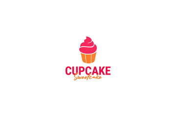 Flat cupcake logo design vector illustration idea 
