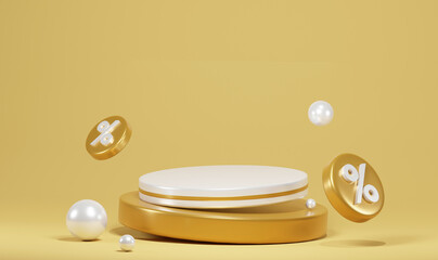 3D Gold simple podium with percent icon