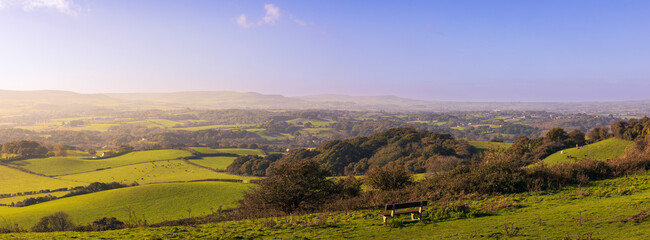 Beautiful wide countryside views of the isle of Wight in south east England from Brading down 