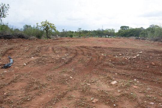 Land being cleared out for the construction of a new road in the Northwest section of Brasilia, Brazil, known as Noroeste