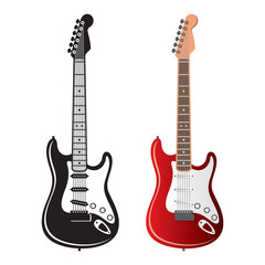 Electric guitar flat vector icon set isolated - 545935559
