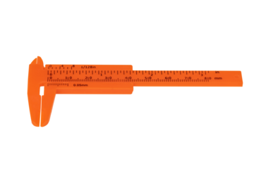 Orange plastic vernier caliper isolated on white background with clipping path.	
