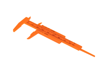 Orange plastic vernier caliper isolated on white background with clipping path.	
