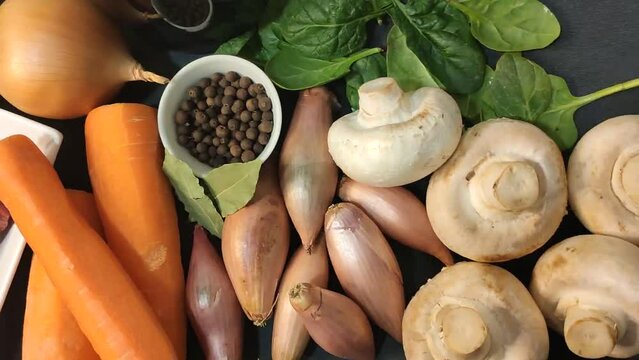 vegetables on a wooden board