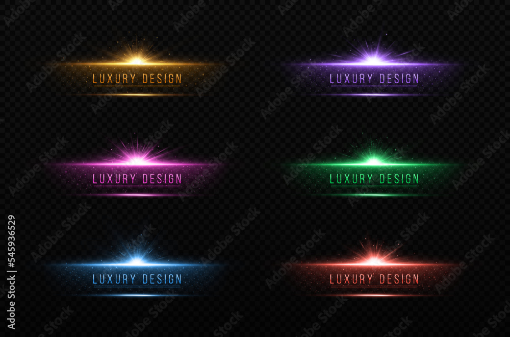 Wall mural abstract shine banners with twinkle star. luxury element with sparkles particles. luminous design fo