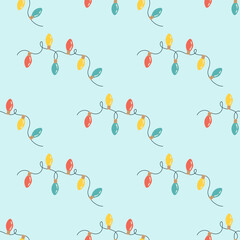 Christmas Garland Seamless Pattern. Flat vector illustration