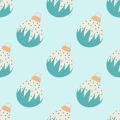 Christmas Tree Toys Seamless Pattern. Flat vector illustration