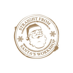Christmas round stamp, gray hue, with the silhouette of Santa Claus.