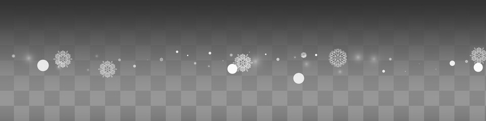 Fototapeta premium Silver Snowflake Vector Transparent Panoramic