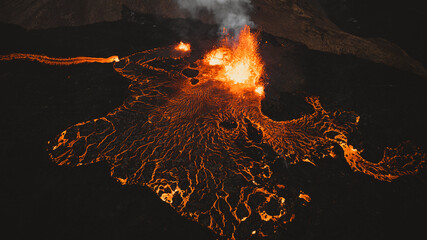 Aerial Volcano eruption © Mirto