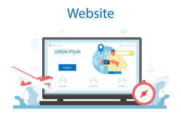 Travel agent online service or platform. Tourism specialist selling tour