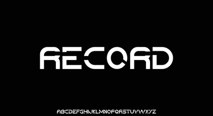 RECORD Minimal urban font. Typography with dot regular and number. minimalist style fonts set. vector illustration