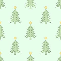 Green christmas trees, simple vector repeat